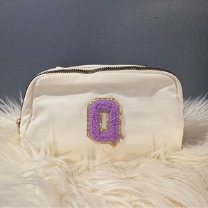 Q Monogram Initial Fanny Pack Crossbody Belt Bag Purse Glittery Monogram Initial